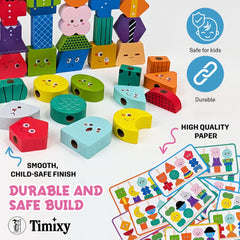 Timixy wood-peg-board for stacking and pattern matching.
