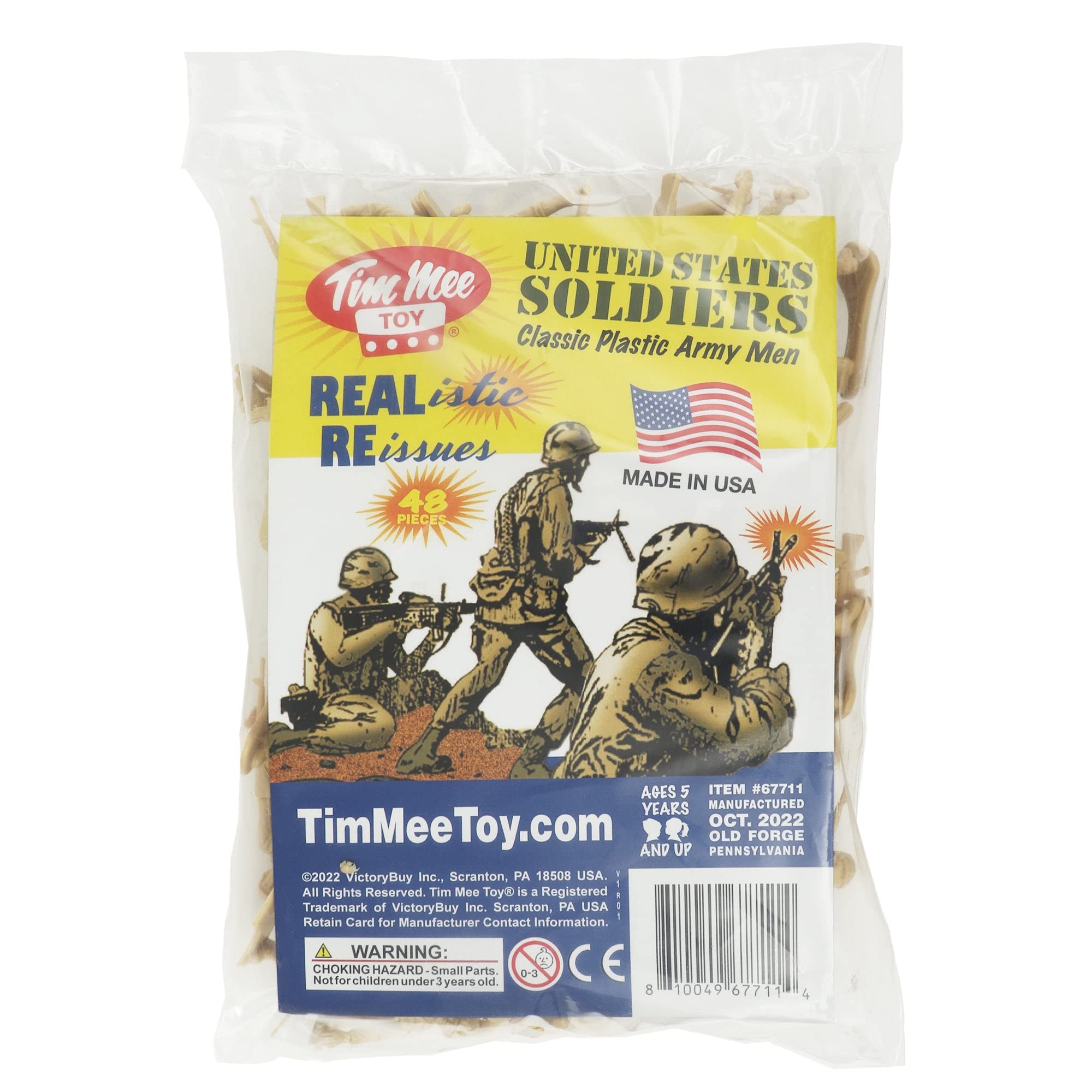 TimMee 60mm mortar operator in tan ideal for diorama-style setups and play.