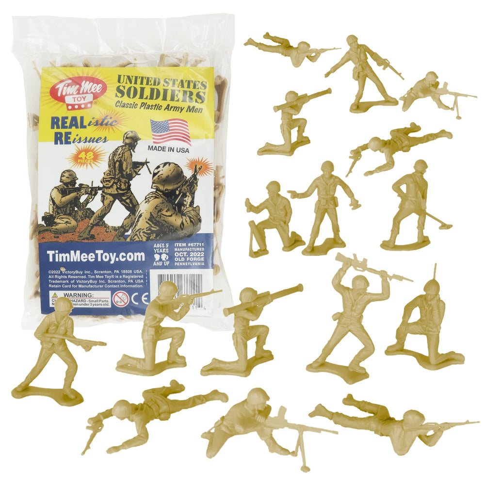 TimMee Army Men tan 48pc collection for imaginative play and classic battlefield scenes.