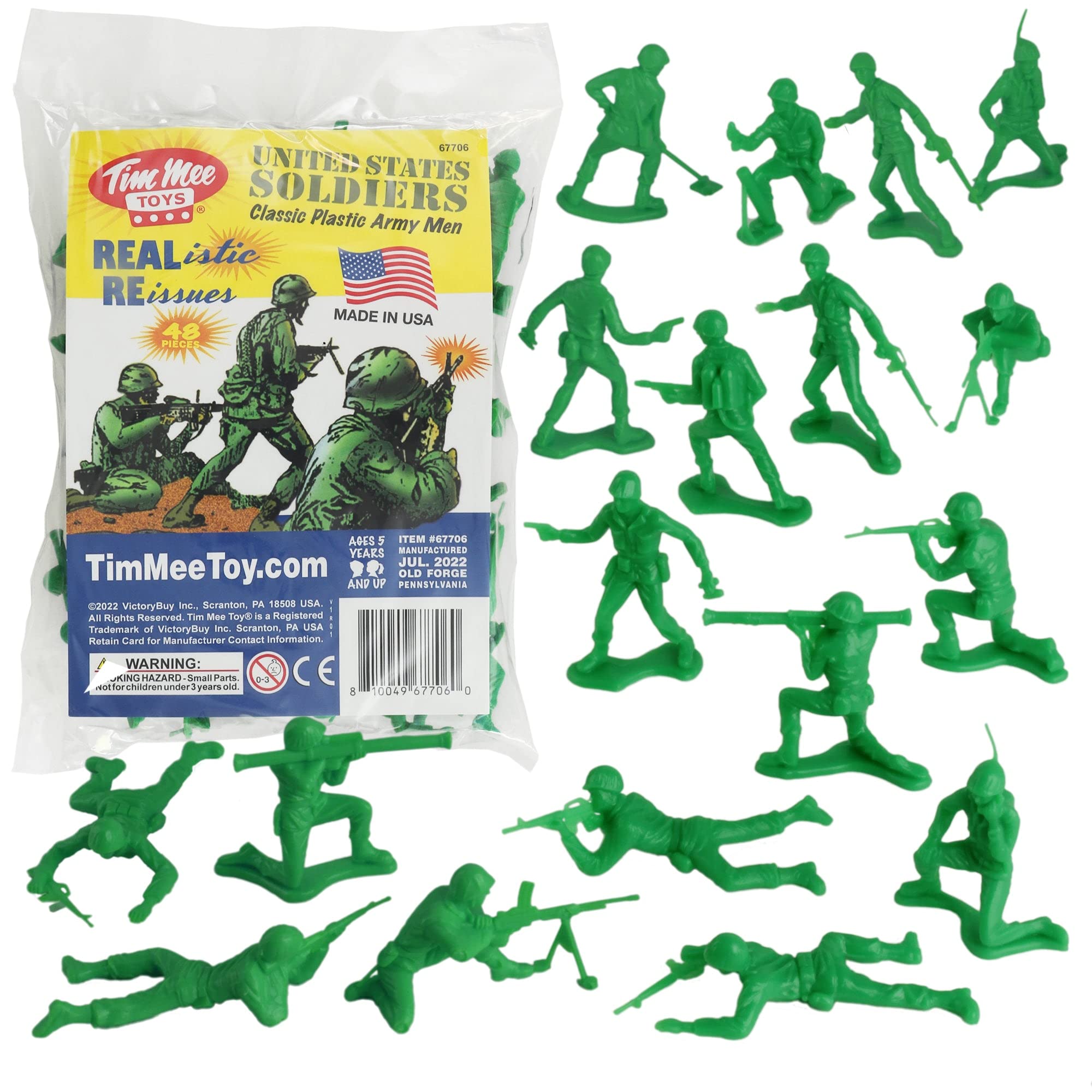 TimMee Plastic Army Men green 48pc front-row figures for imaginative battles and open-ended play.