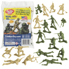 TimMee plastic army men in OD green and tan, 48pc collection for imaginative play.
