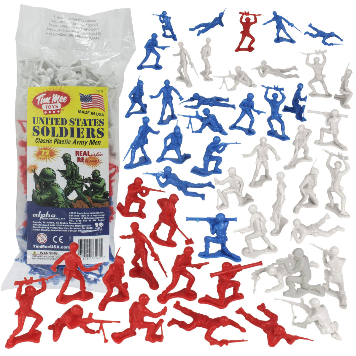 TimMee Plastic Army Men red-white-blue pack for classic backyard battles and display