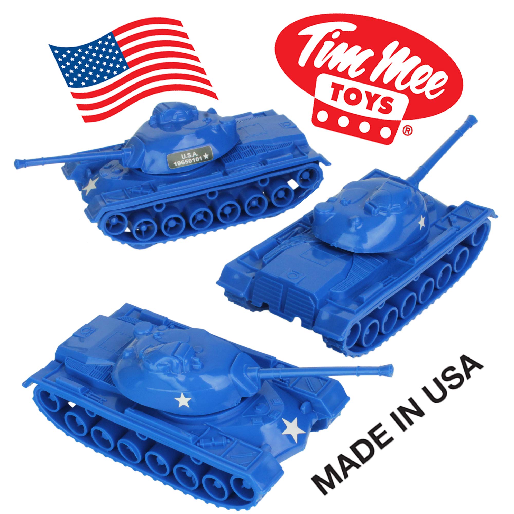 Tim Mee Toy blue M48 Patton tank diorama use inspires imaginative play.