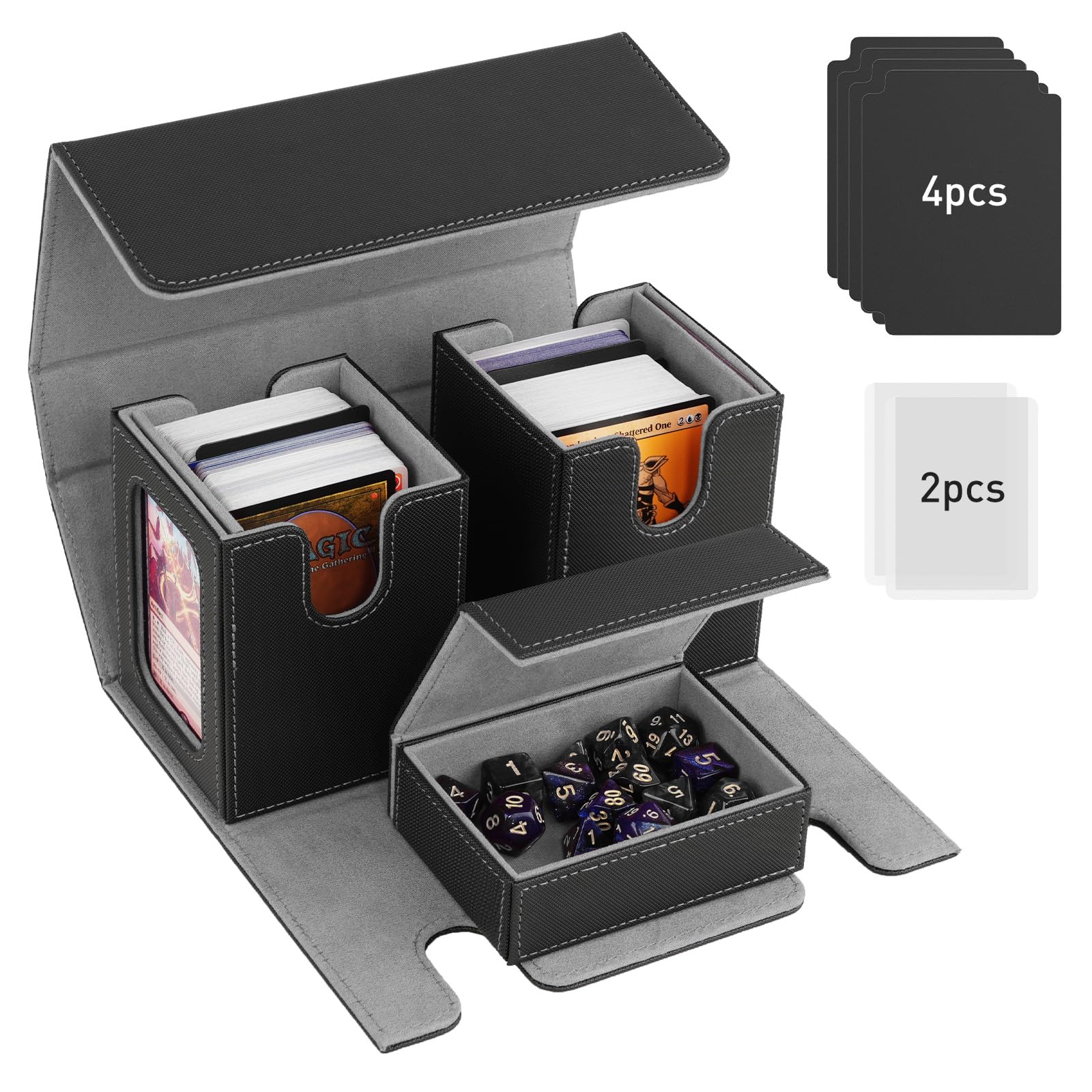 TiMOVO MTG deck box with display window showing commander deck for presentation
