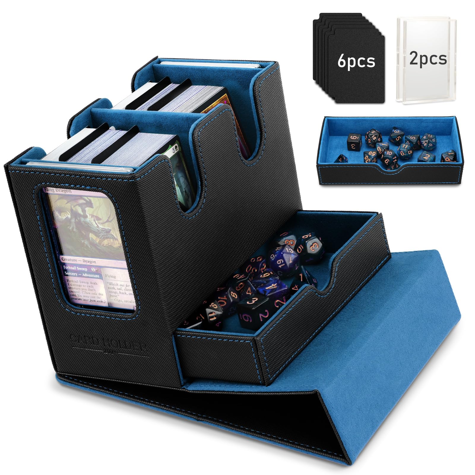 TiMOVO MTG deck box front view with wide opening for quick card access.