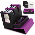 TiMOVO MTG deck box front view with leather finish and secure magnetic closure for travel.