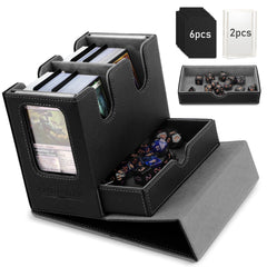 TiMOVO MTG deck box with leather finish and magnetic closure secures cards on the go.