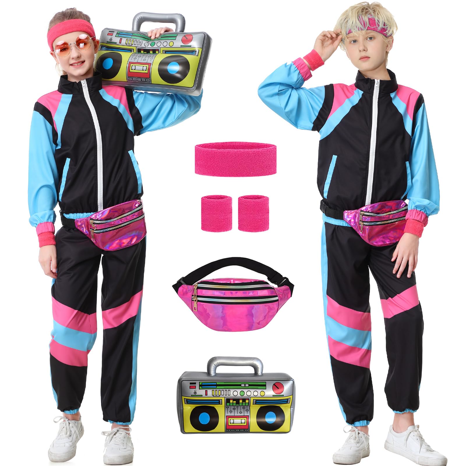 TIMSOPHIA 80s tracksuit jacket in black, ideal for retro party looks and comfortable movement.