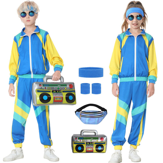 TIMSOPHIA 80s jacket in blue for retro dress-up and active play.
