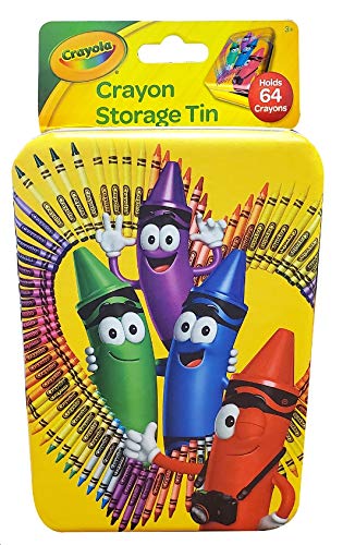 The Tin Box Crayola storage with hinge, empty tin ready for crayons on the go.