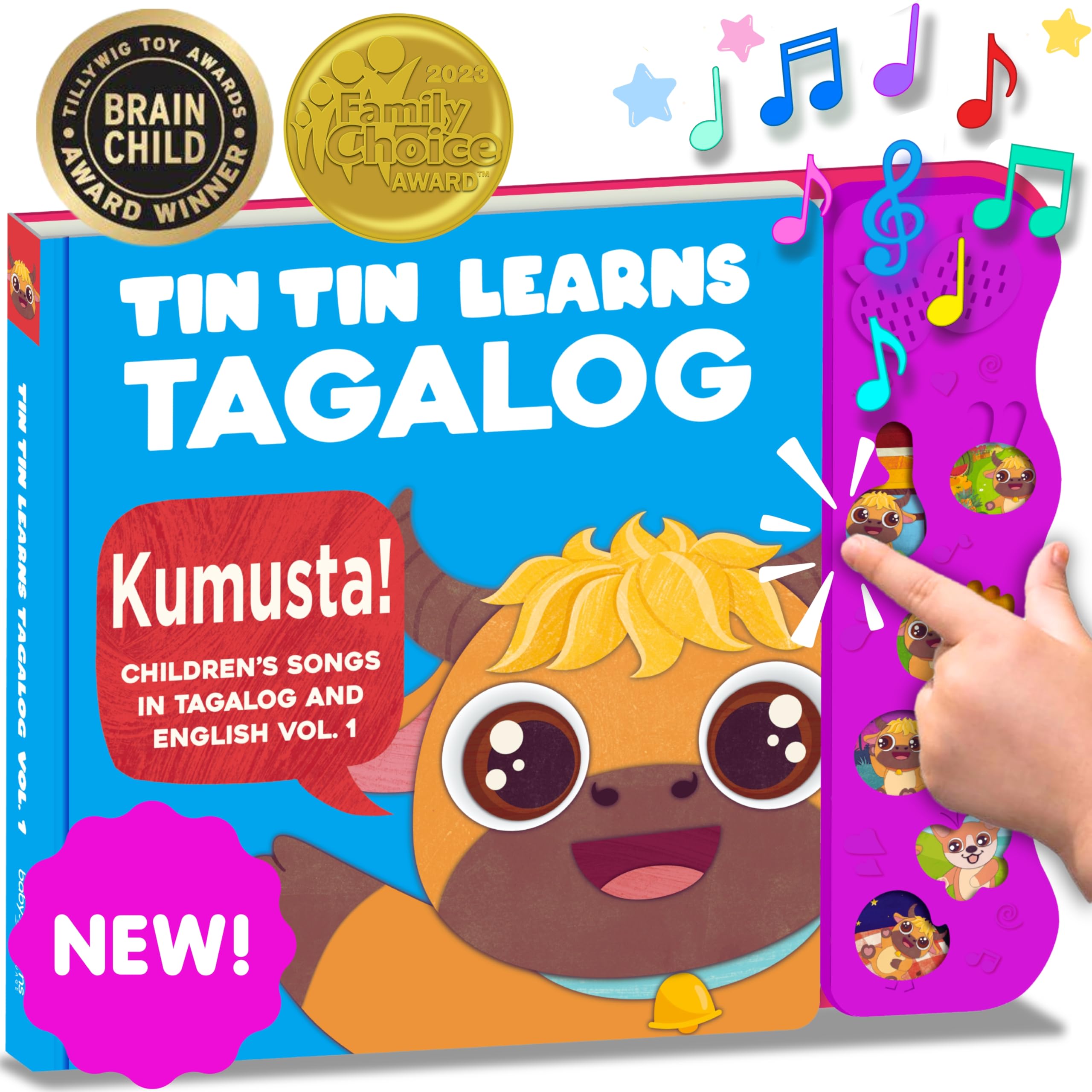 Tin Tin Learns Tagalog cover: durable bilingual book for babies and toddlers.