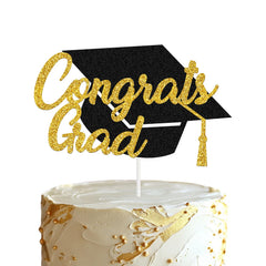 Tinbax Graduation cake topper, front view, adds festive sparkle to celebrations.