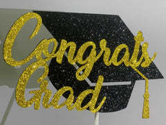 Tinbax Graduation cake topper glitter detail highlighting celebratory shine for photos.