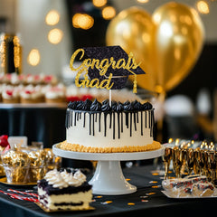Tinbax Graduation cake topper size and dimensions showcased for proper fit.