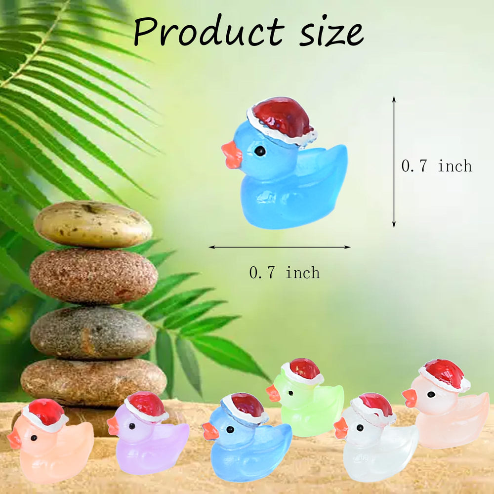 Tindobewan glow duck Christmas hat figure ideal for cake toppers and home decor.
