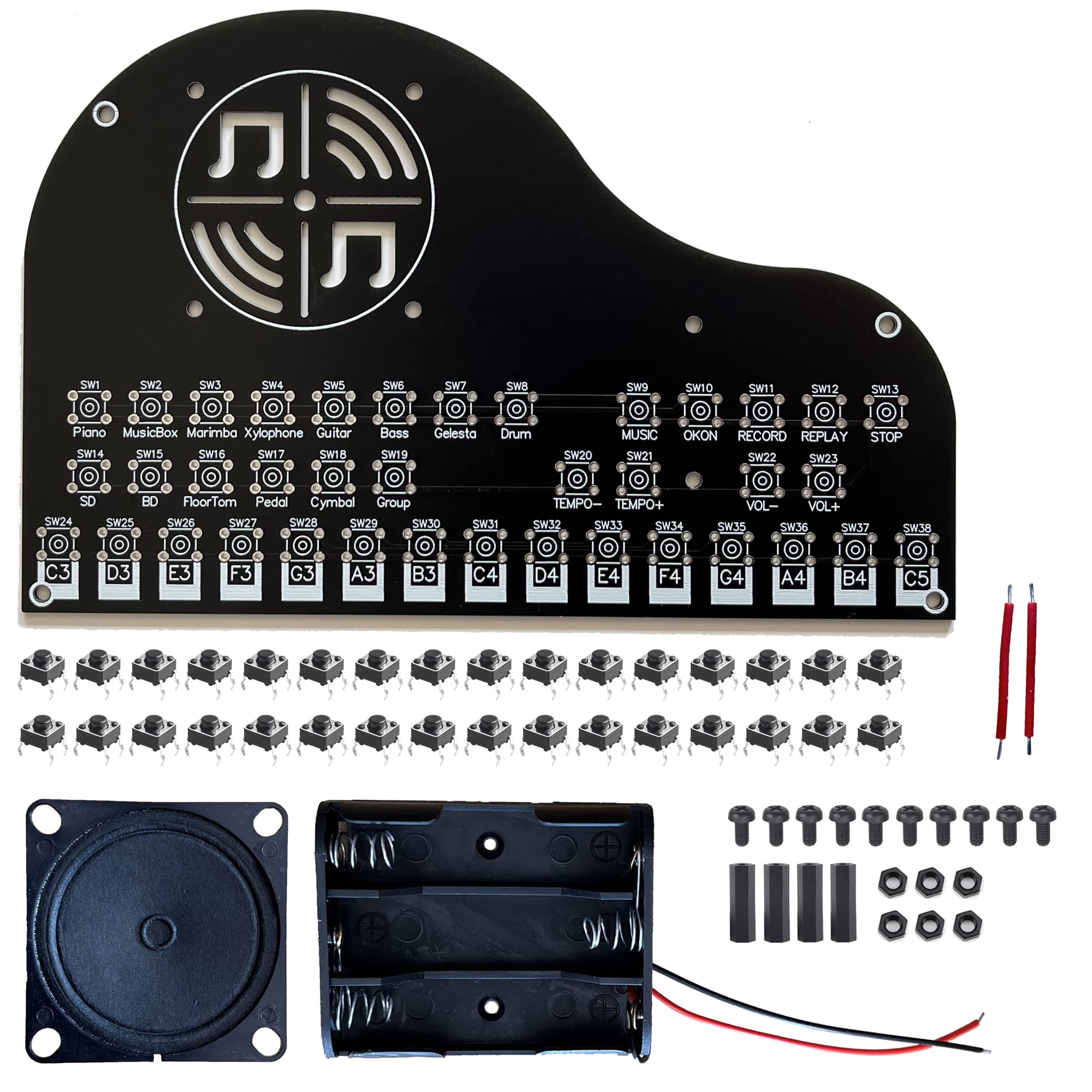 tingbowie Instrument panel with 15 keys offering diverse sounds