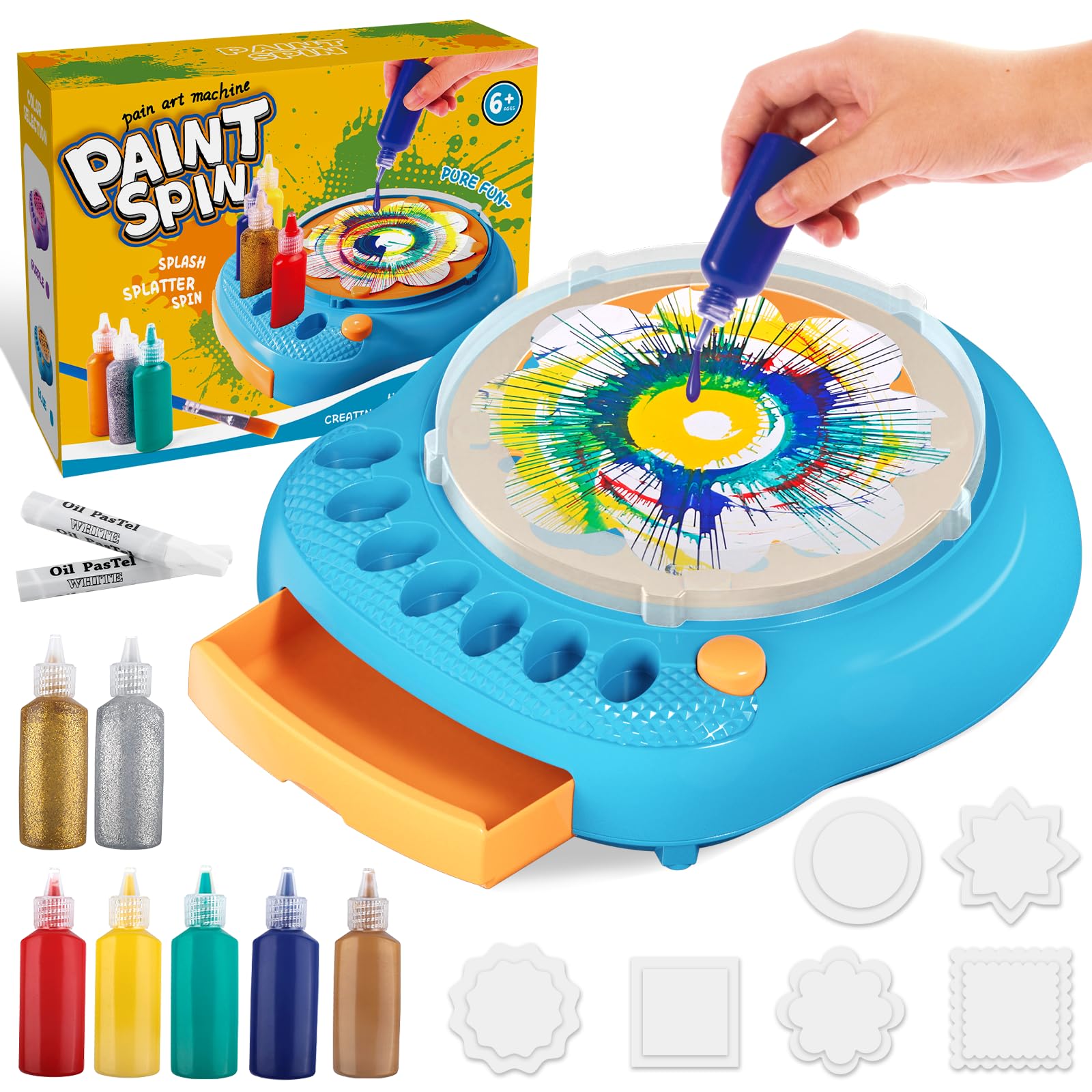 TingingYuli blue spin art machine assembly shows easy setup for creative sessions.