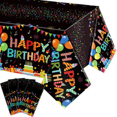 Tingjoo four-pack birthday tablecloths ready for festive setup and easy cleanup.