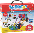 Tinkertoy On The Go set with train model demonstrates durable, snap-together play for developing coordination.