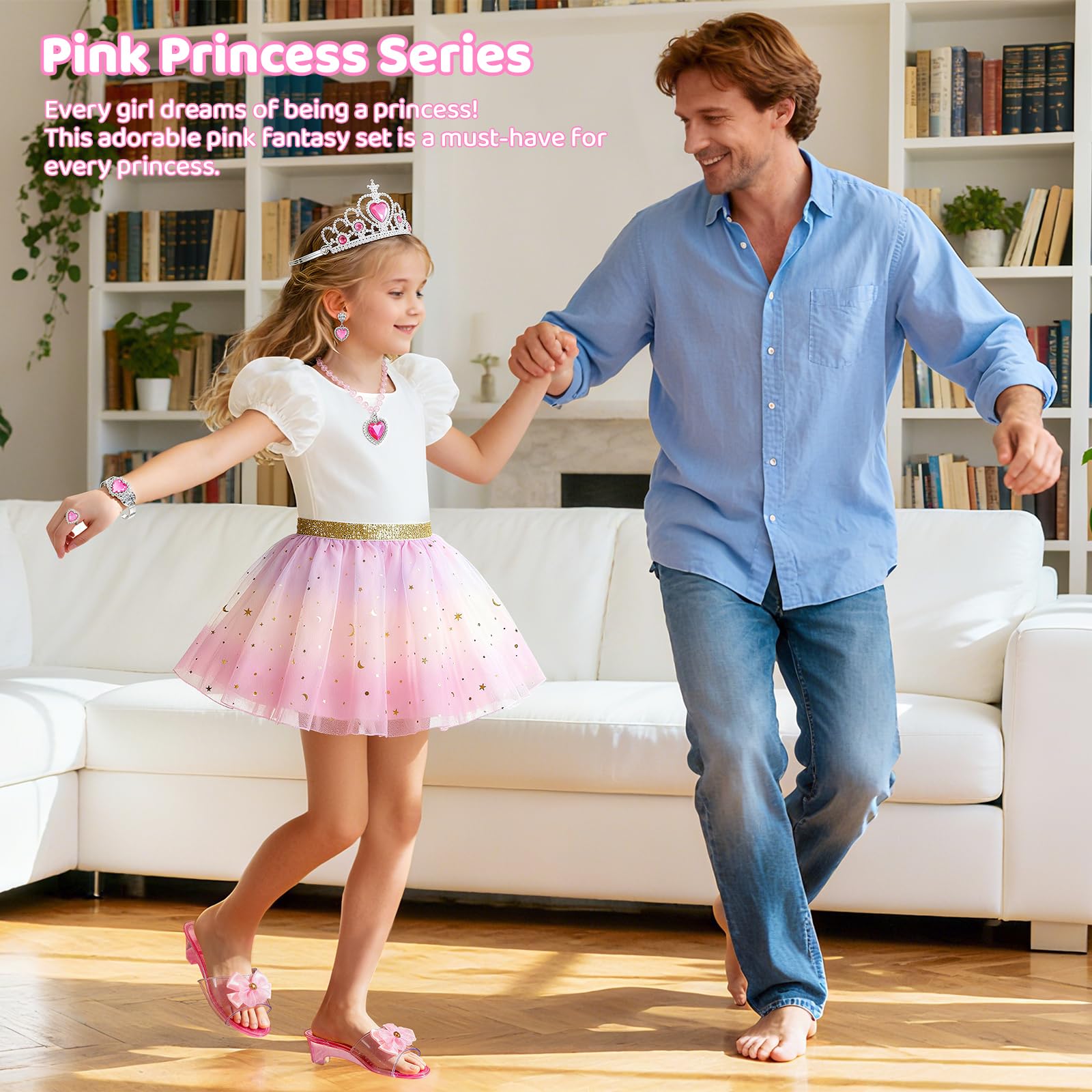 Tinkkorz Princess dress up theme magic with glitter accents for fantasy