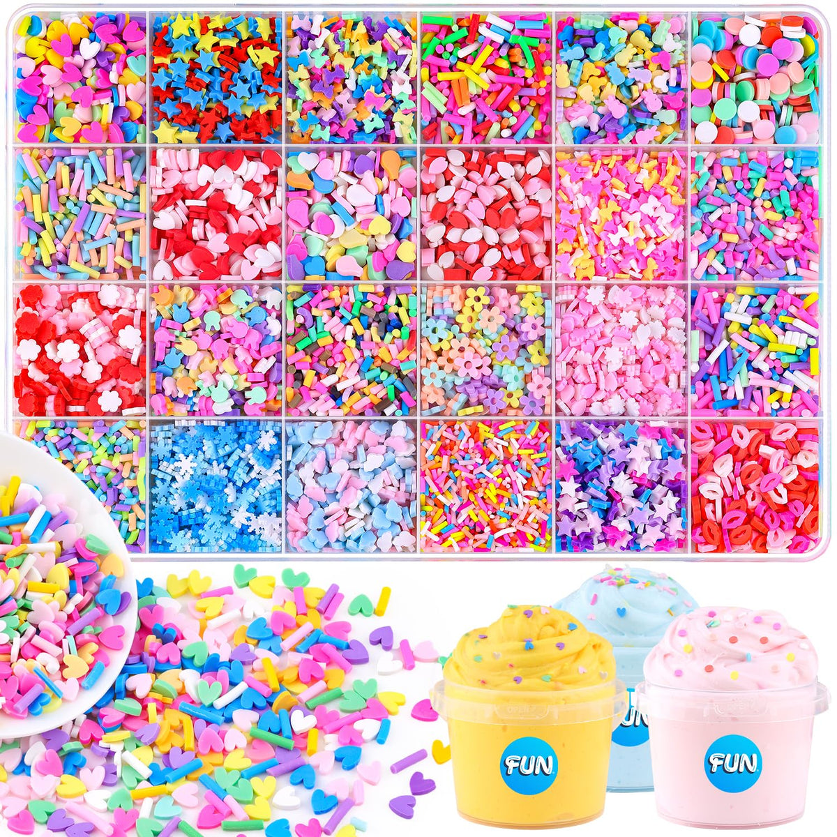 TINKRSTUFF 24-grid slime mix ins designs for vibrant slime crafts