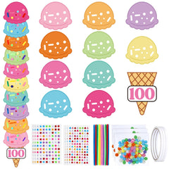 Packaging for Tinlade 100th Day Ice Cream Craft Kit shows contents for quick classroom setup.