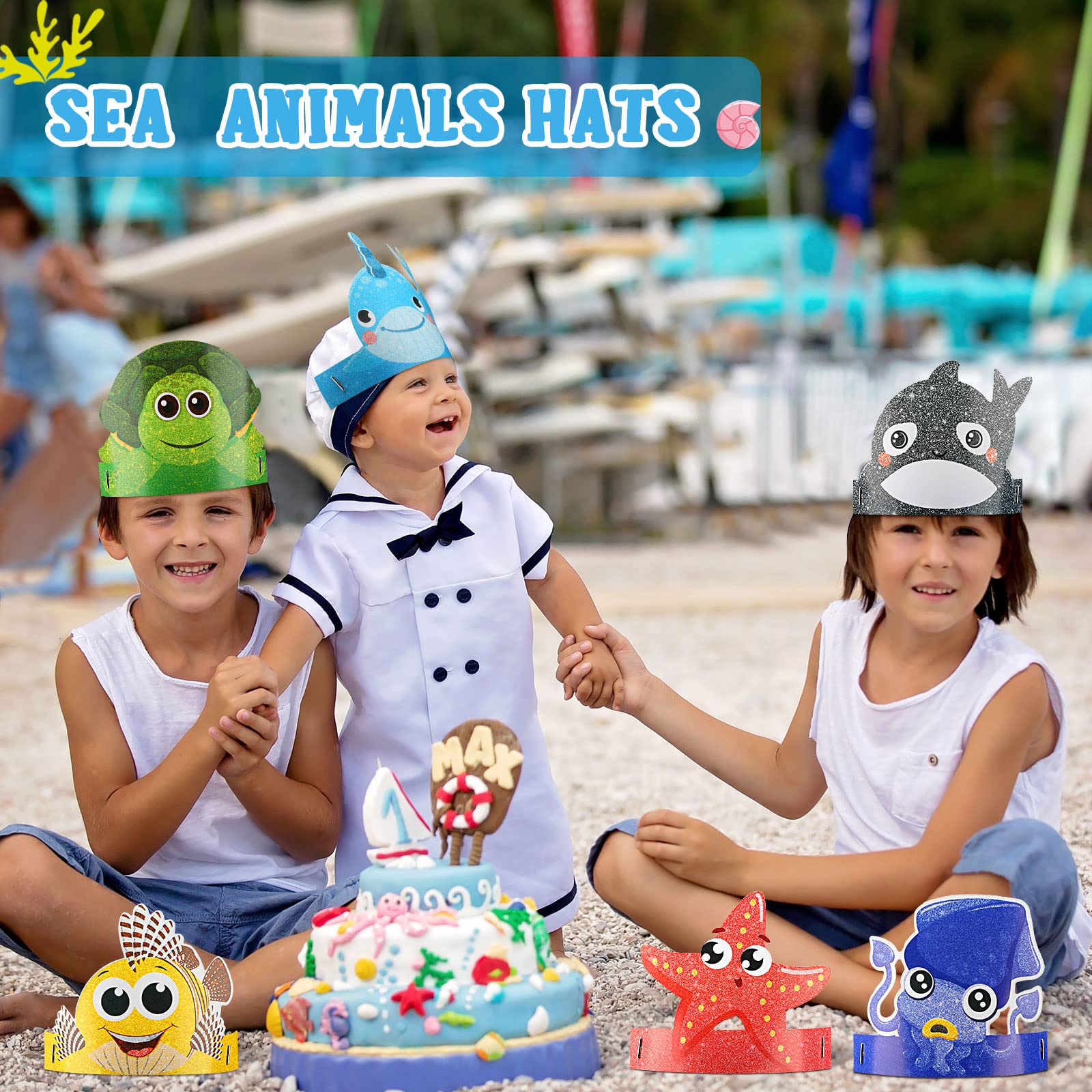 Tinlade 24-style sea hats set, durable cardboard feel and vibrant laminated finish.