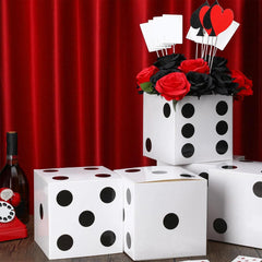 Tinlade casino dice props provide a playful accent for birthday and community events.