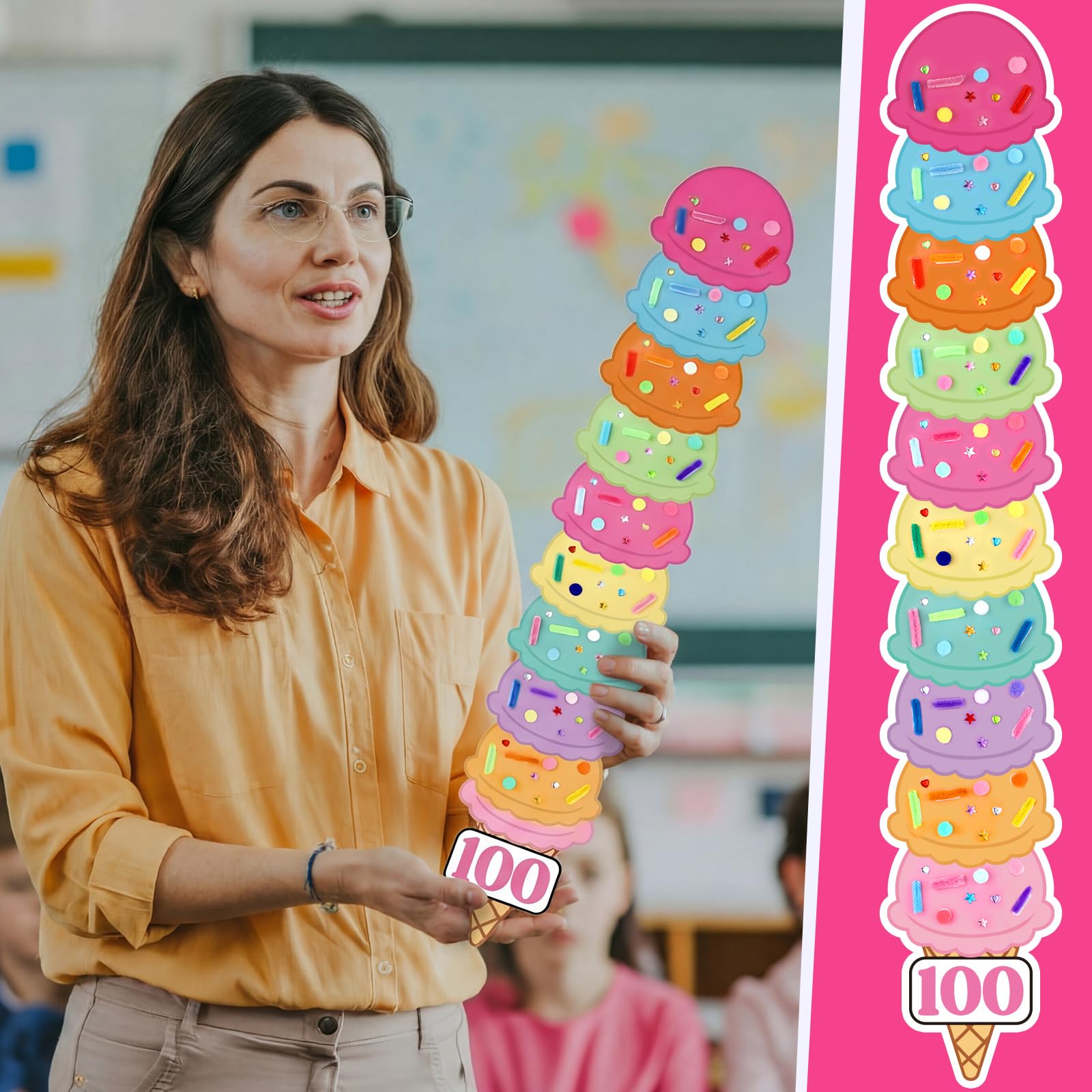 Finished ice cream crafts can decorate classroom bulletin boards.