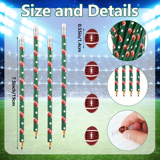 Tinlade football pencils design B with bright patterns for study and doodling