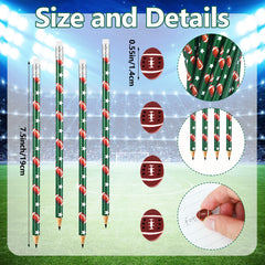 Tinlade football pencils design B with bright patterns for study and doodling
