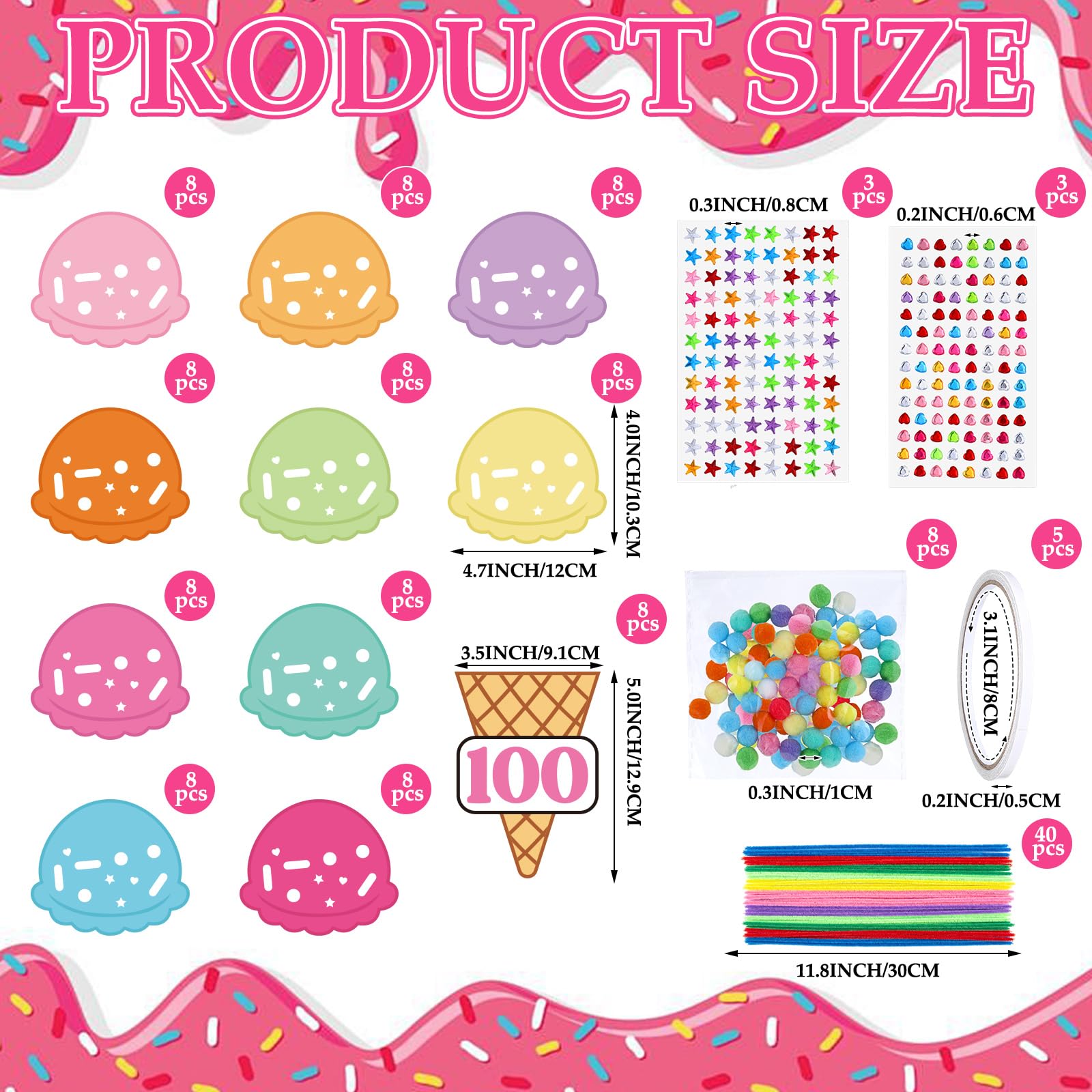 Tinlade 80 scoops and 80 cones arranged for creative assembly.