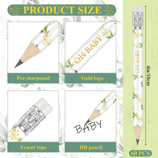 Tinlade pencil in sage green with baby shower style motif for celebrations