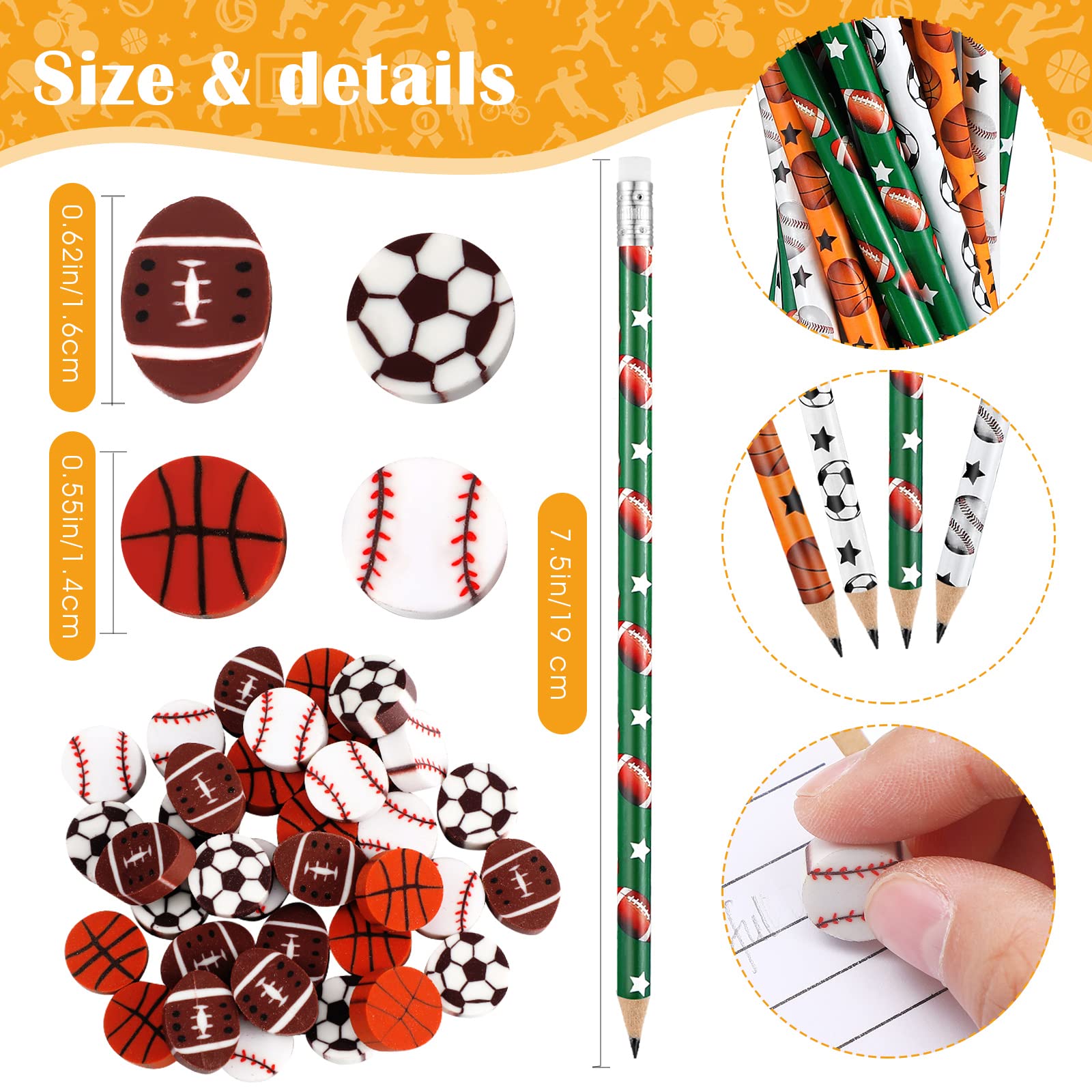 Tinlade sports pencils football design great for team activities and rewards