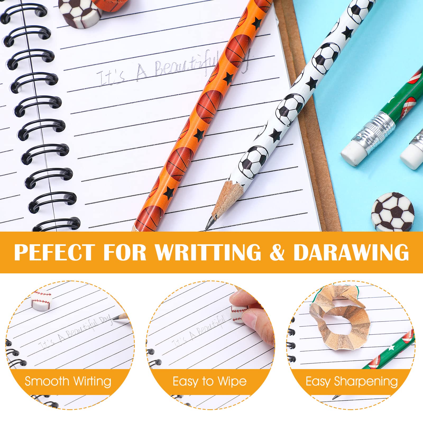Tinlade sports pencils soccer design ideal for party favors and school projects