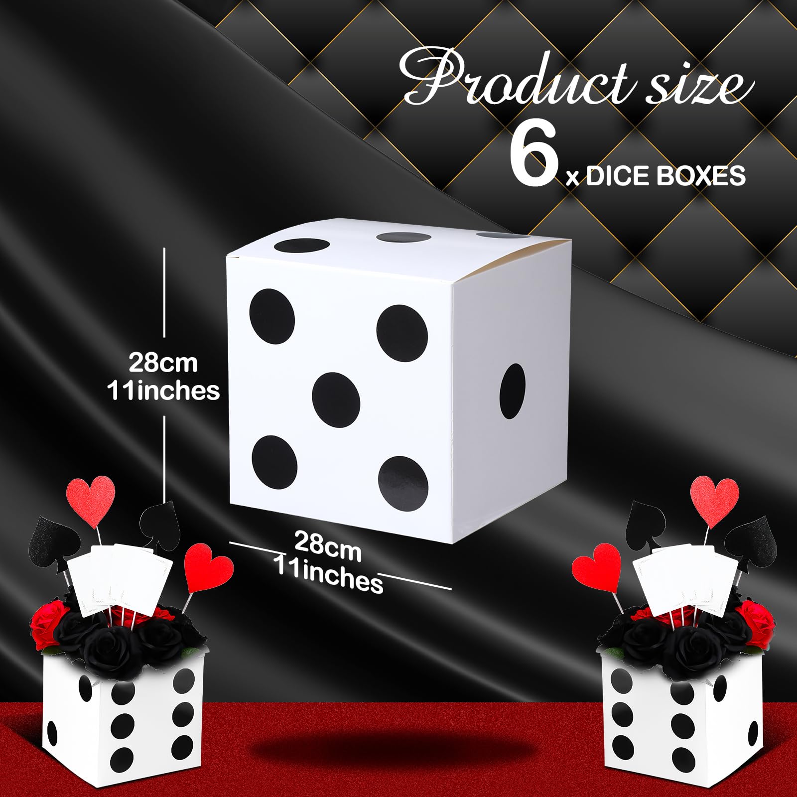 Tinlade giant white dice box ideal centerpiece for game night and prom decorations.