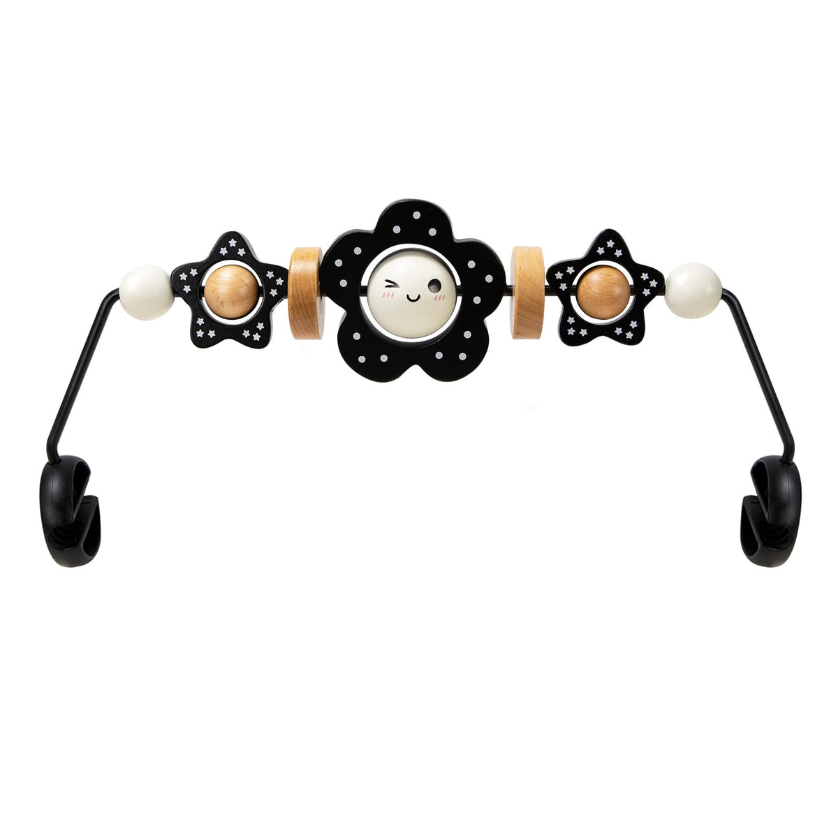 TinlyFinly baby bouncer toy bar attachment showing secure compatibility for Baby Bjorn bouncers, ensuring safe setup.