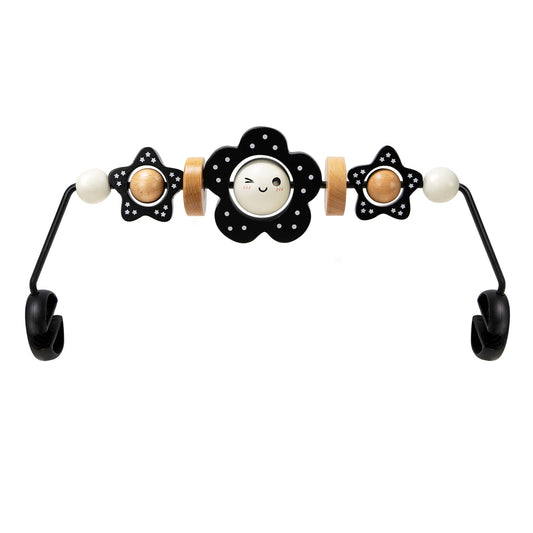 TinlyFinly baby bouncer toy bar attachment showing secure compatibility for Baby Bjorn bouncers, ensuring safe setup.