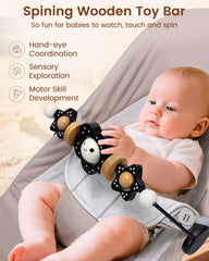 TinlyFinly clip attachment on the bar demonstrates secure hold for varied frame sizes.