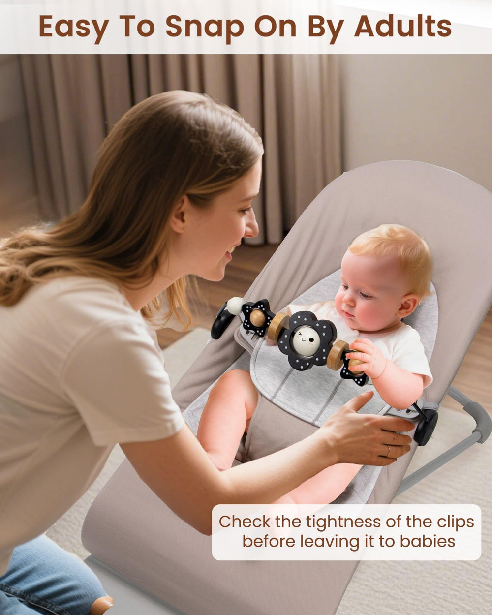 TinlyFinly beech wood toy bar offers durable, safe hand-use during baby playtime.