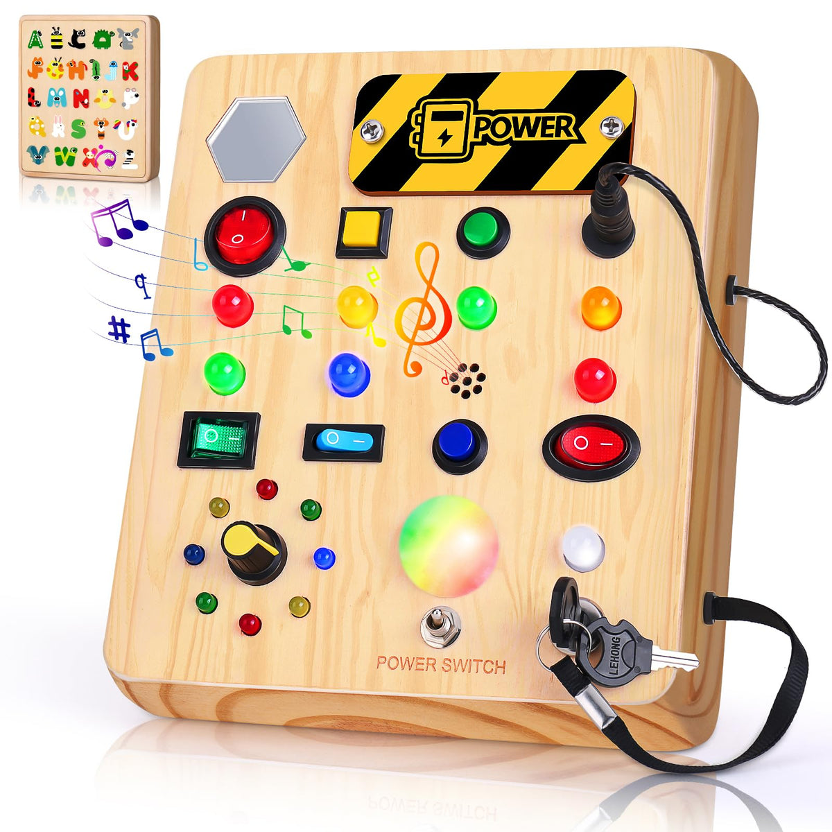 TINTECUSA Busy Board LED lights engage toddlers during travel.
