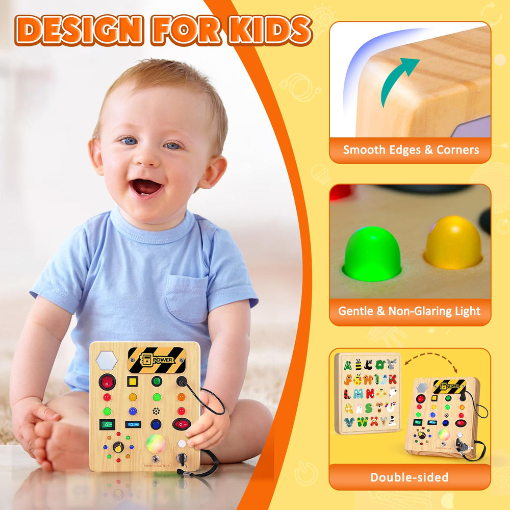 TINTECUSA Busy Board light switches encourage fine motor skill development on the go.