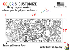 Tiny Expressions Christmas coloring tablecloth wall display doubles as festive decor.