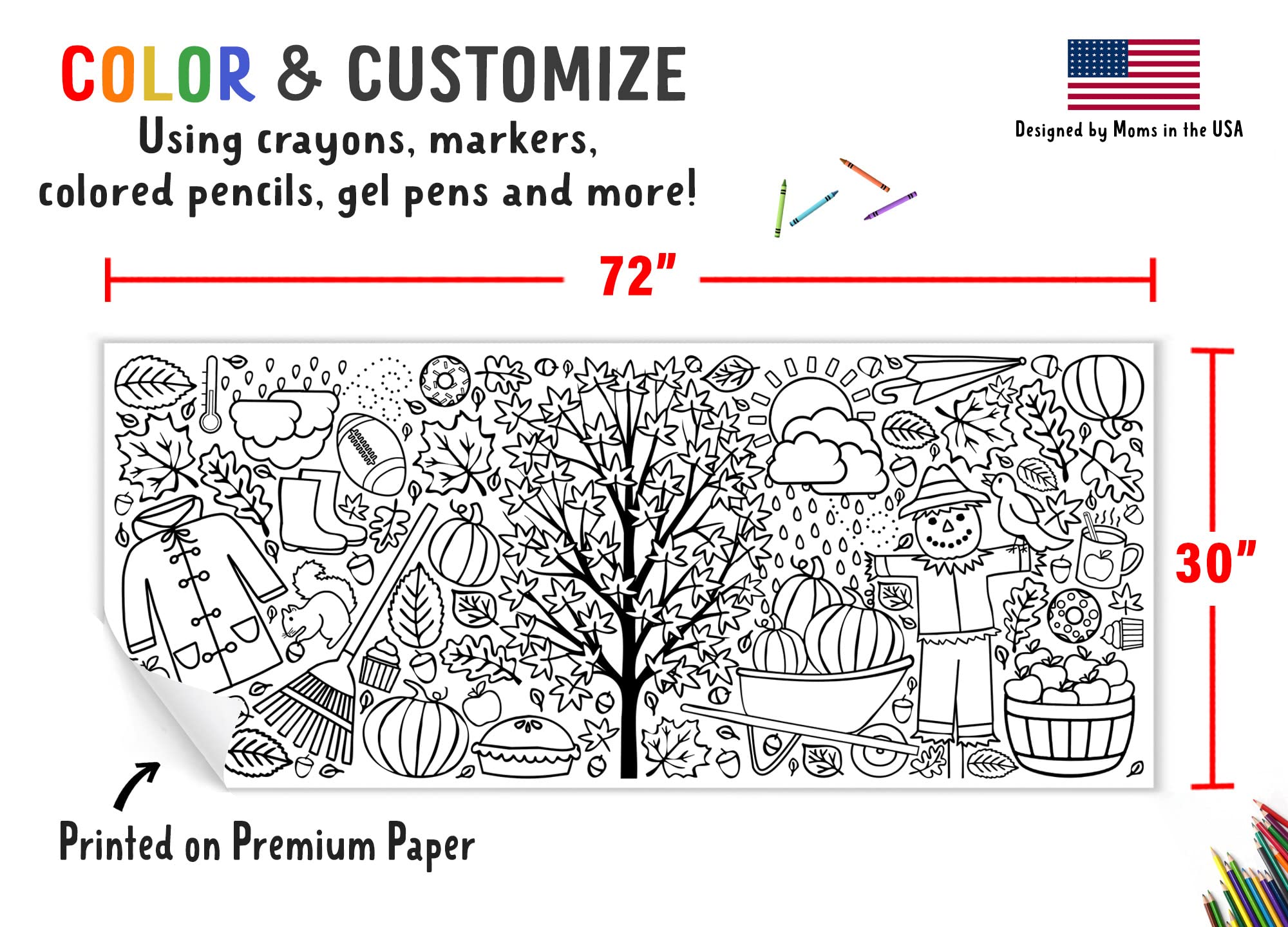 Tiny Expressions fall coloring banner ideal for group activity at parties