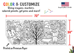 Tiny Expressions fall coloring banner ideal for group activity at parties