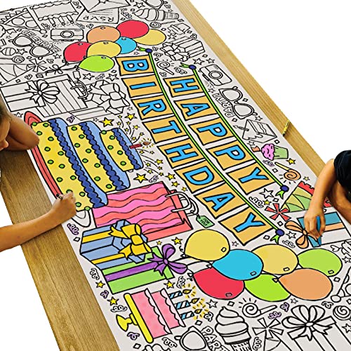 Tiny Expressions Giant Birthday Poster rolled on table for crease-free coloring