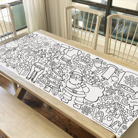 Tiny Expressions giant coloring poster 30x72 laid flat on table for mess-free crafting.