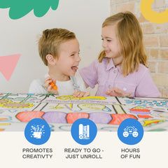 Tiny Expressions winter coloring tablecloth doubles as decor and coloring surface