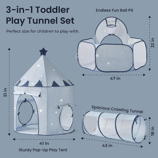 Tiny Land 3-in-1 blue pop-up play tent for imaginative stories
