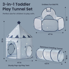 Tiny Land 3-in-1 blue pop-up play tent for imaginative stories